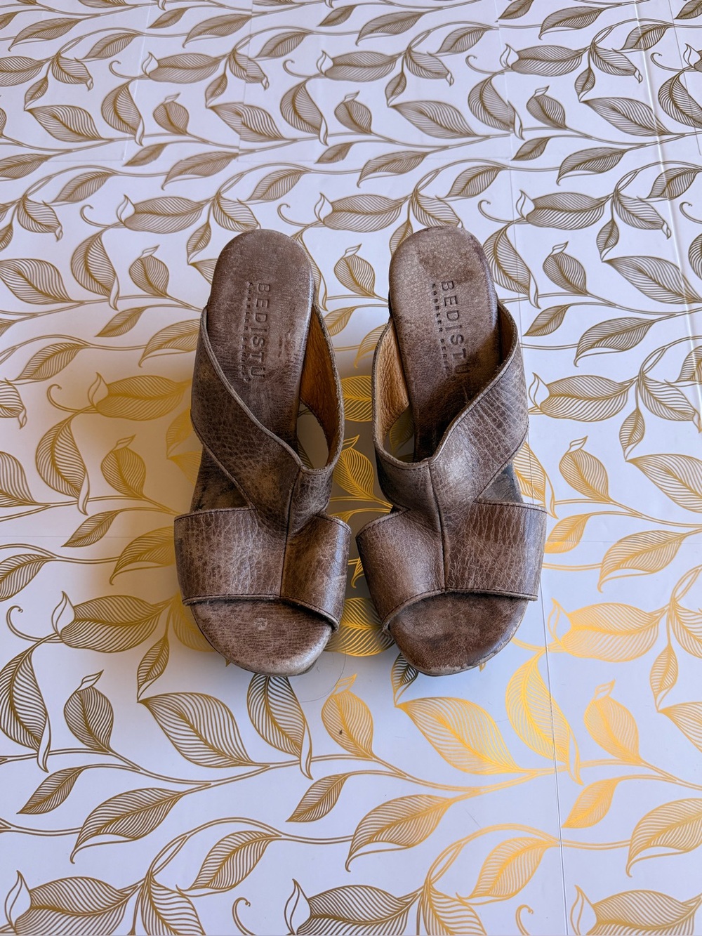 Bedstu Brown Leather Crossover Wedge Sandals size 6 - Picture 3 of 8